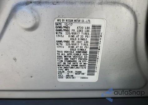 2018 Nissan Rogue S из США, поврежденный, VIN JN8AT2MV1JW311579